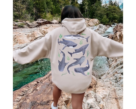 Whale Shark Hoodie Beach Hoodie Marine Biology Hoodie Back Print