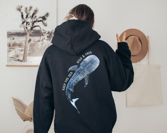 Whale Shark Hoodie Beach Hoodie Marine Biology Hoodie Back Print Hoodie Save The Ocean Nature Hoodie Beachy Hoodie Whale Shark Lover Gift