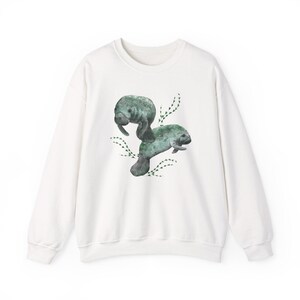 Manatee Sweater Manatee Sweatshirt Manatee Gifts Manatee Art Manatee Gift Marine Biology Beachy Sweatshirt Beach Sweatshirt Save The Ocean White