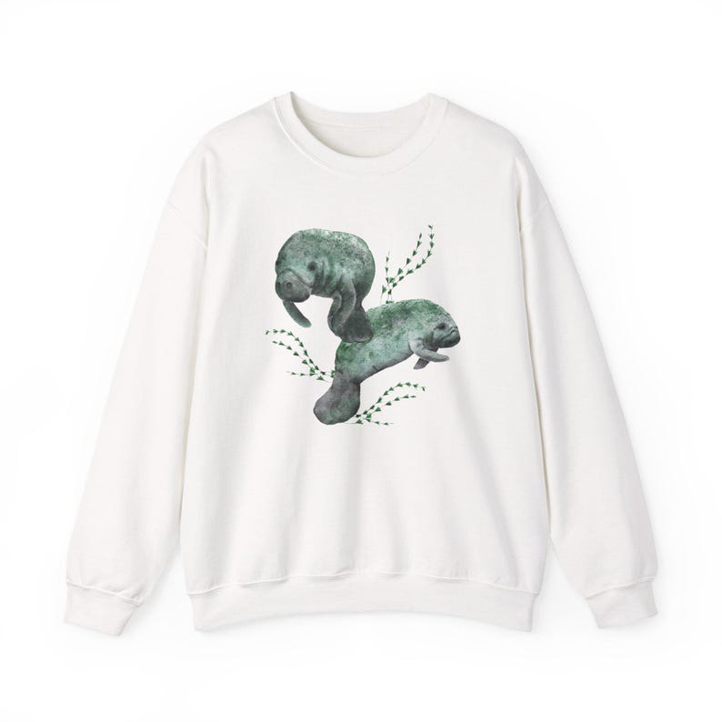 Manatee Sweater Manatee Sweatshirt Manatee Gifts Manatee Art Manatee Gift Marine Biology Beachy Sweatshirt Beach Sweatshirt Save The Ocean White