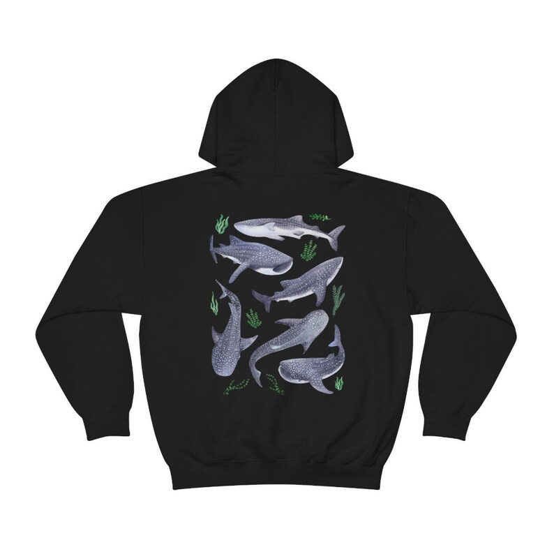 Whale Shark Hoodie Beach Hoodie Marine Biology Hoodie Back Print Hoodie Save The Ocean Nature Hoodie Save The Sharks Marine Gift image 9