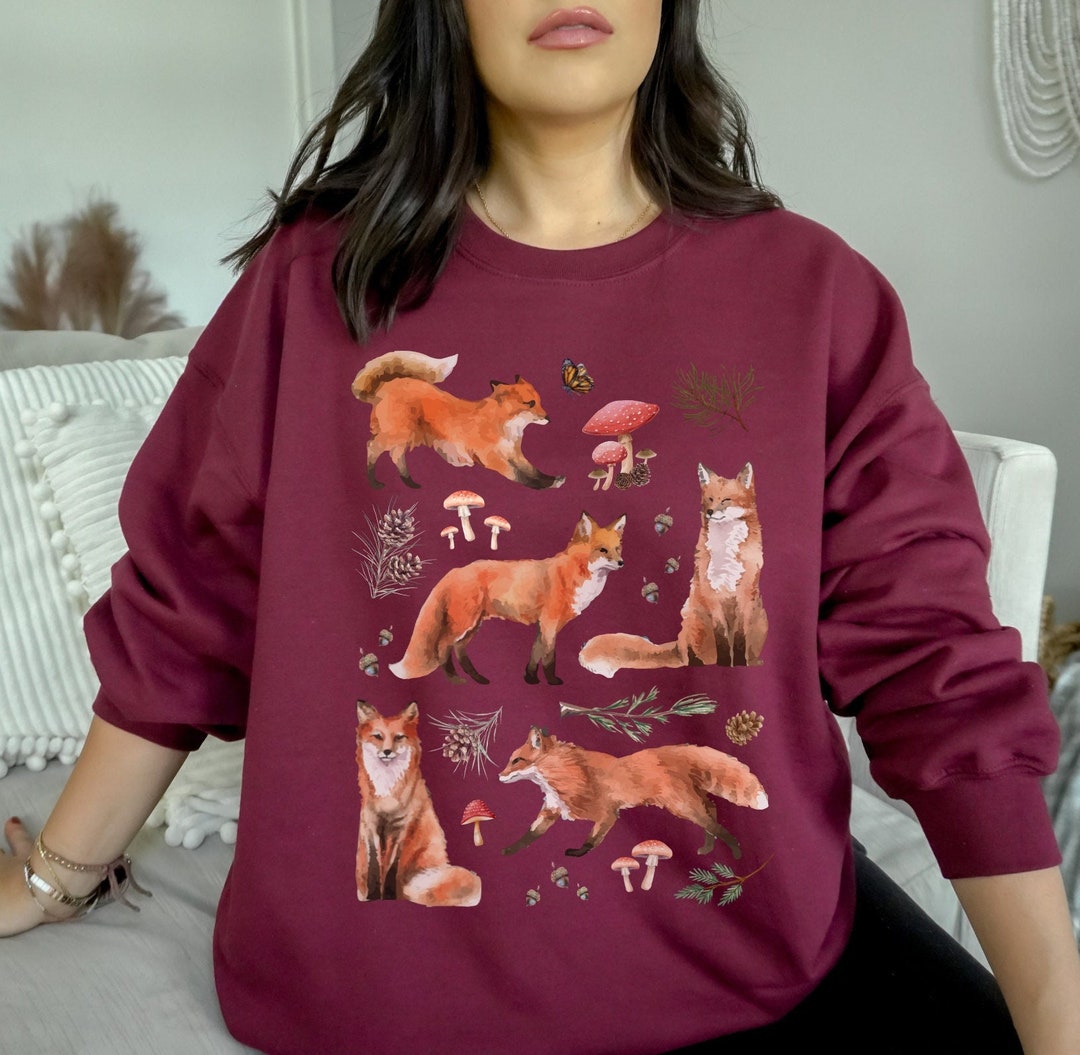 Fox Sweatshirt Fox Sweater Cute Fox Gifts for Women Cottage - Etsy