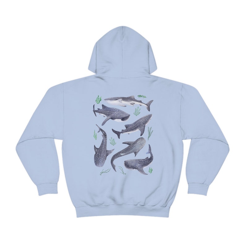 Whale Shark Hoodie Beach Hoodie Marine Biology Hoodie Back Print Hoodie Save The Ocean Nature Hoodie Save The Sharks Marine Gift image 8