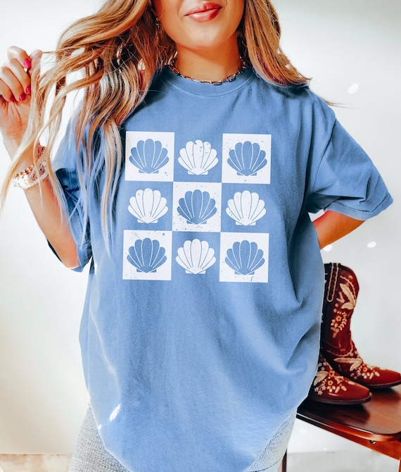 Comfort Colors Seashell Shirt Shell t Shirt Beach Bum Coconut Girl Shirt Y2k Preppy Beachy Shell Shirt Mermaidcore Coastal Grandma Sanibel