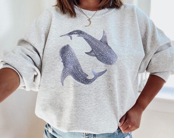 Whale Shark Sweatshirt Whale Shark Sweater Beach Sweatshirt Beachy Sweatshirt Marine Sweatshirt Save the Ocean Beach Environmental Sweater