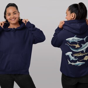 Shark Hoodie Shark Lovers Gift Shark Week Beach Hoodie Marine Biology Gift Marine Life Shark Art Sharks Whale Shark Great White Shark Gifts image 4