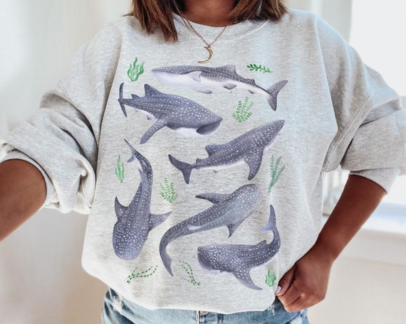 Whale Shark Sweatshirt Whale Shark Sweater Beach Sweatshirt Beachy Sweatshirt Marine Sweatshirt Save the Ocean Environmental Sweater