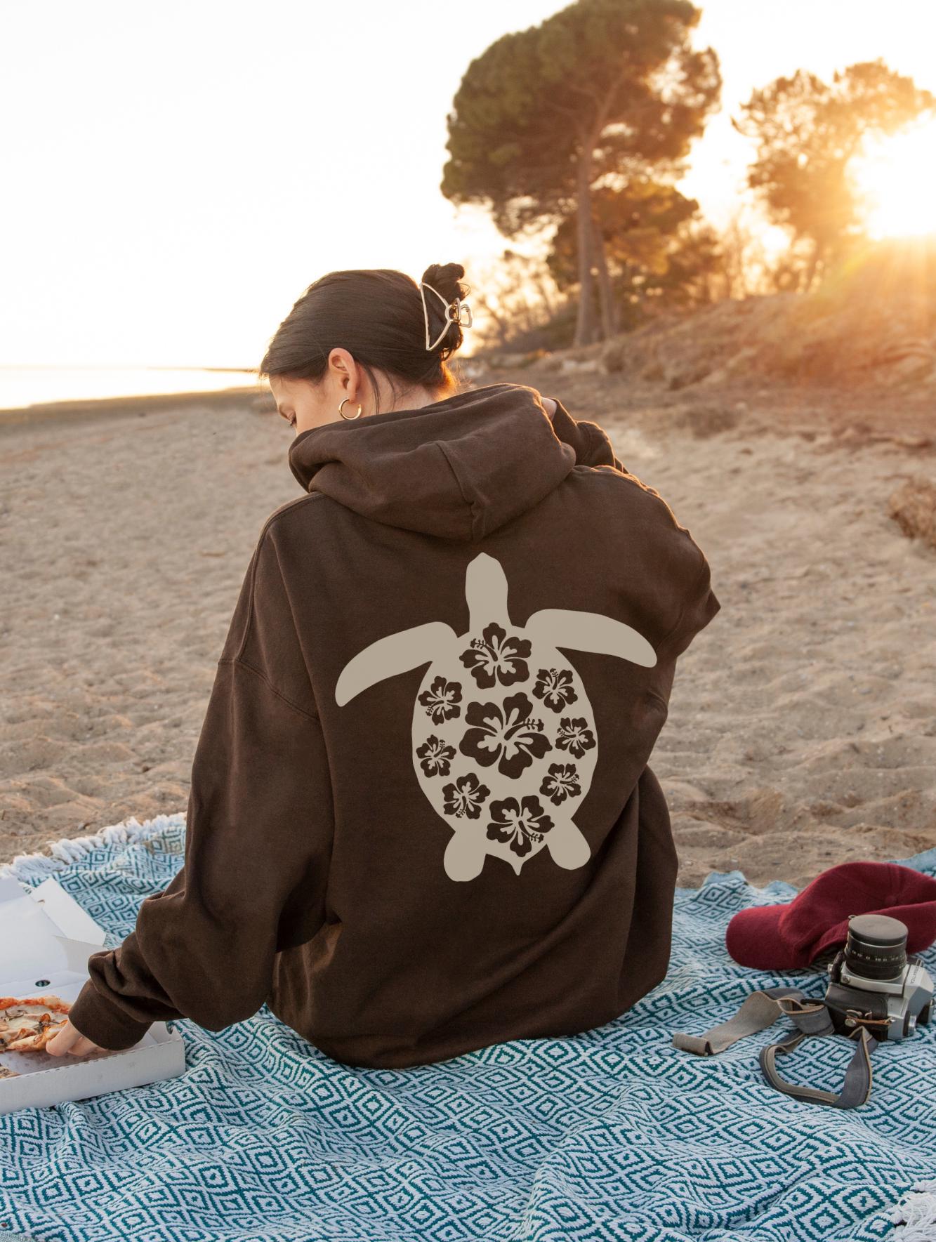 Cape Verde Wearable Blanket Hoodie with Loggerhead Sea Turtle Ocean Sunset Spirit TS04
