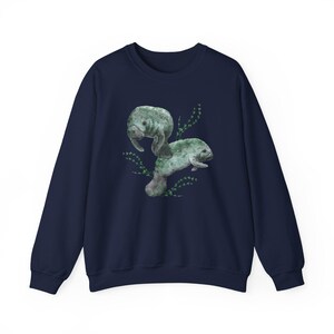 Manatee Sweater Manatee Sweatshirt Manatee Gifts Manatee Art Manatee Gift Marine Biology Beachy Sweatshirt Beach Sweatshirt Save The Ocean Navy