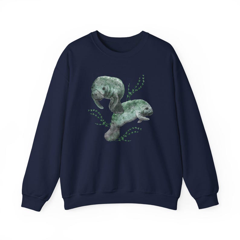 Manatee Sweater Manatee Sweatshirt Manatee Gifts Manatee Art Manatee Gift Marine Biology Beachy Sweatshirt Beach Sweatshirt Save The Ocean Navy