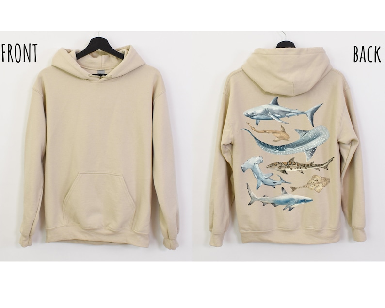 Shark Hoodie Shark Lovers Gift Shark Week Beach Hoodie Marine Biology Gift Marine Life Shark Art Sharks Whale Shark Great White Shark Gifts image 5