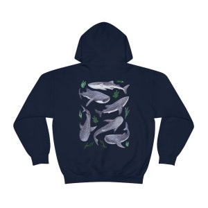 Whale Shark Hoodie Beach Hoodie Marine Biology Hoodie Back Print Hoodie Save The Ocean Nature Hoodie Save The Sharks Marine Gift image 7