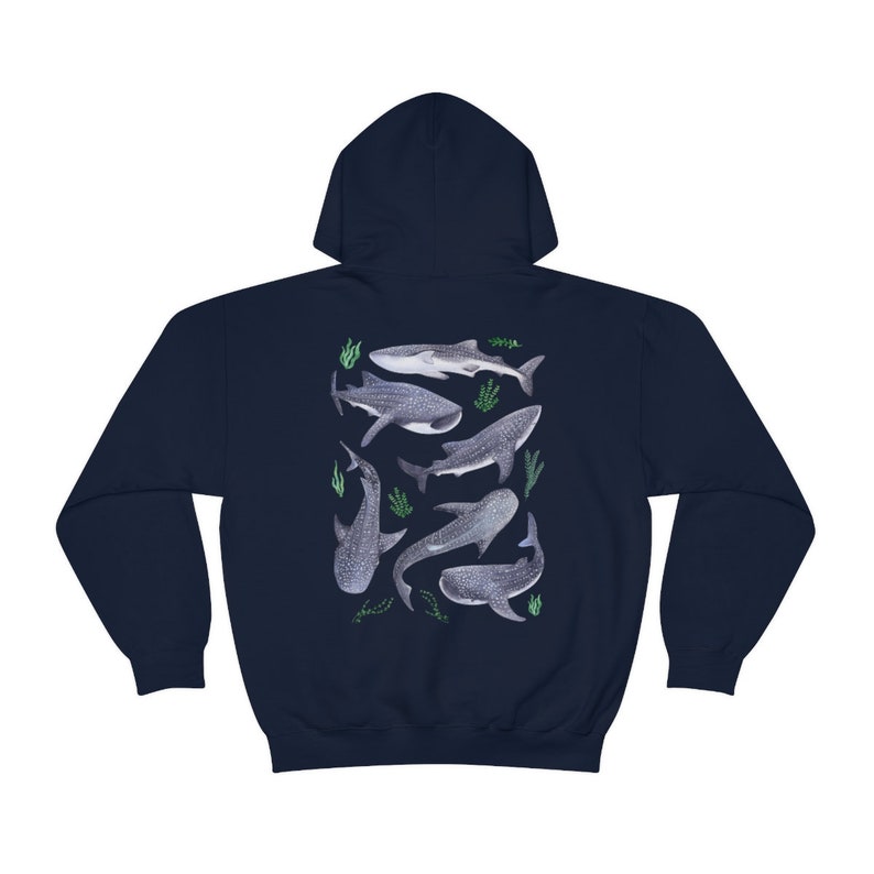 Whale Shark Hoodie Beach Hoodie Marine Biology Hoodie Back Print Hoodie Save The Ocean Nature Hoodie Save The Sharks Marine Gift image 7