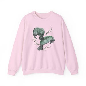 Manatee Sweater Manatee Sweatshirt Manatee Gifts Manatee Art Manatee Gift Marine Biology Beachy Sweatshirt Beach Sweatshirt Save The Ocean Light Pink