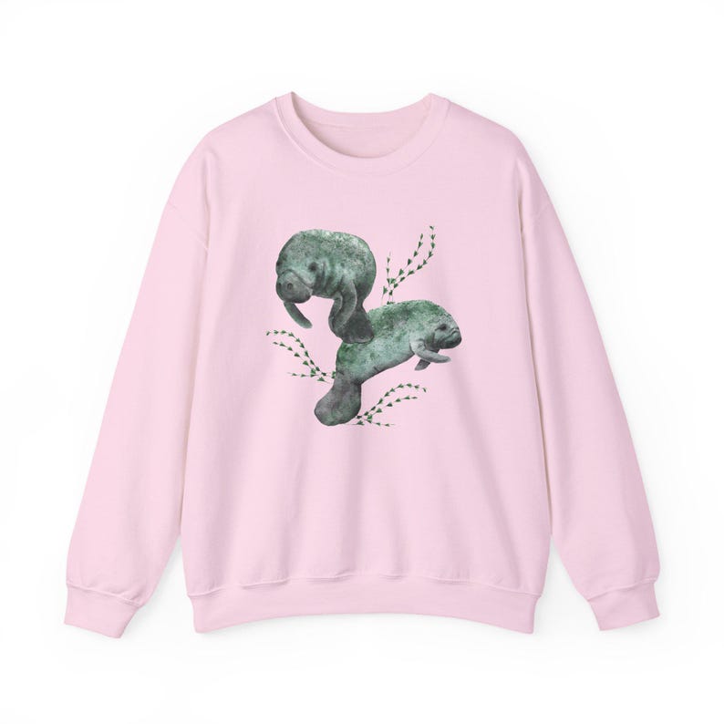 Manatee Sweater Manatee Sweatshirt Manatee Gifts Manatee Art Manatee Gift Marine Biology Beachy Sweatshirt Beach Sweatshirt Save The Ocean Light Pink