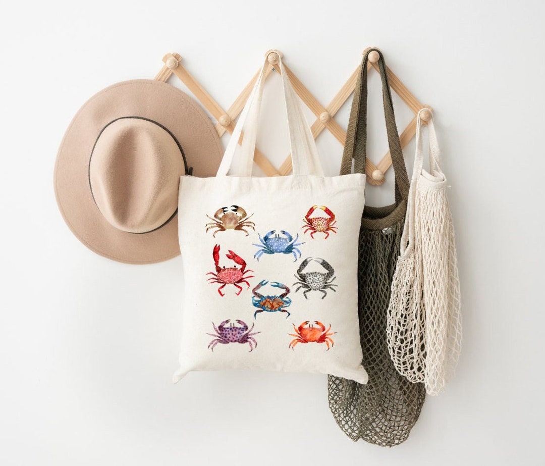 Crab Print Pattern Leather Tote Bag main image 1