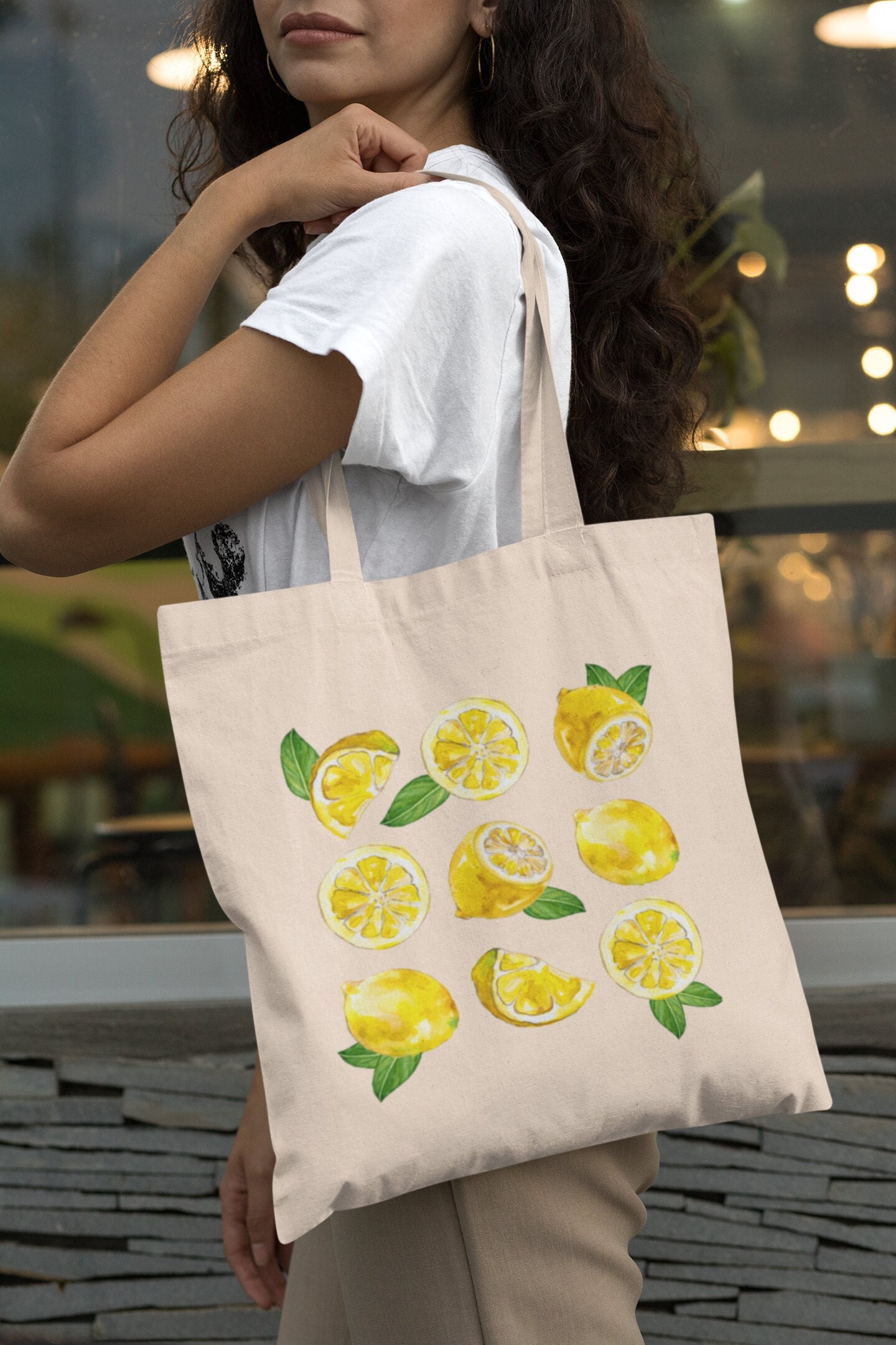 Lemon Hand made bag in canvas material