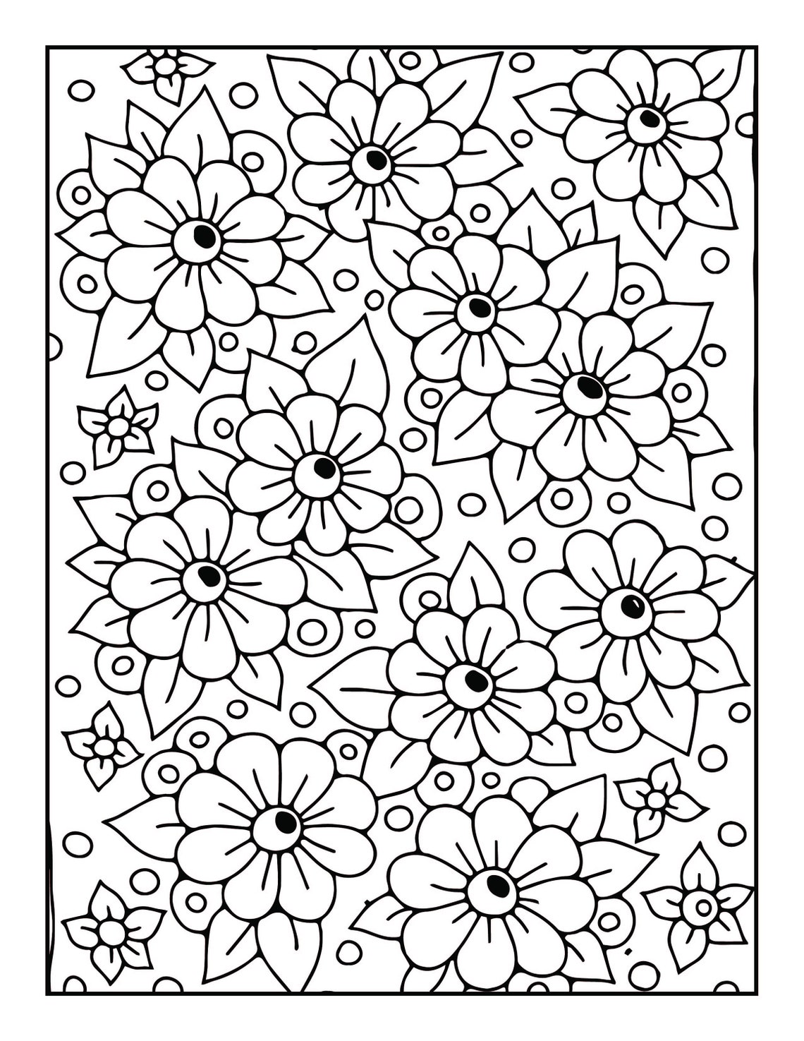 Printable Floral Coloring Pages Etsy Printable Floral Coloring Pages Etsy
