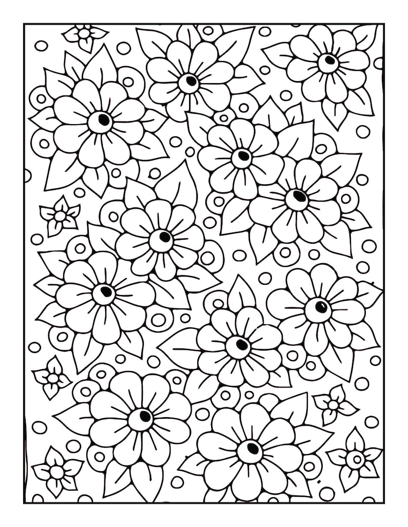 Printable Floral Coloring Pages - Etsy