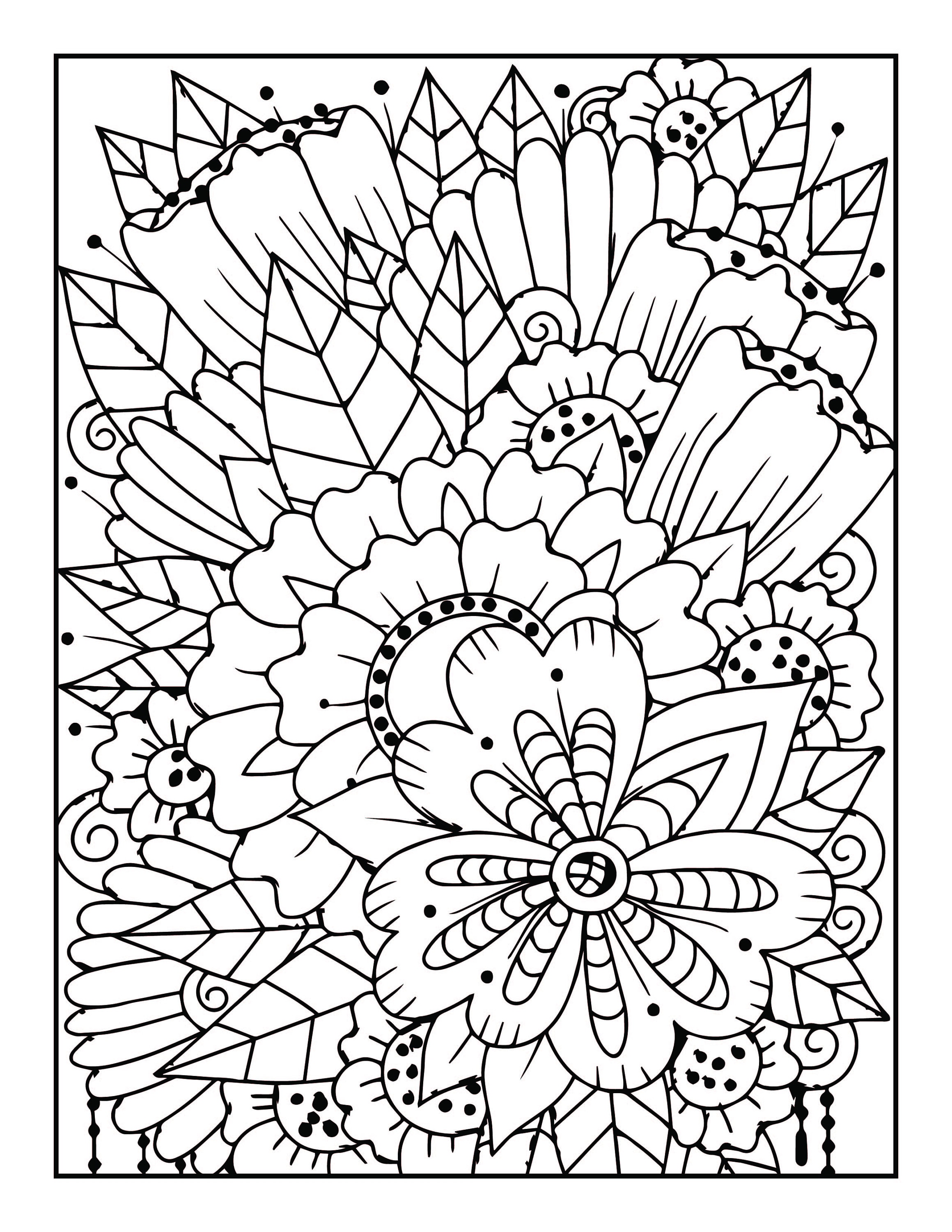 Printable Floral Coloring Pages Etsy