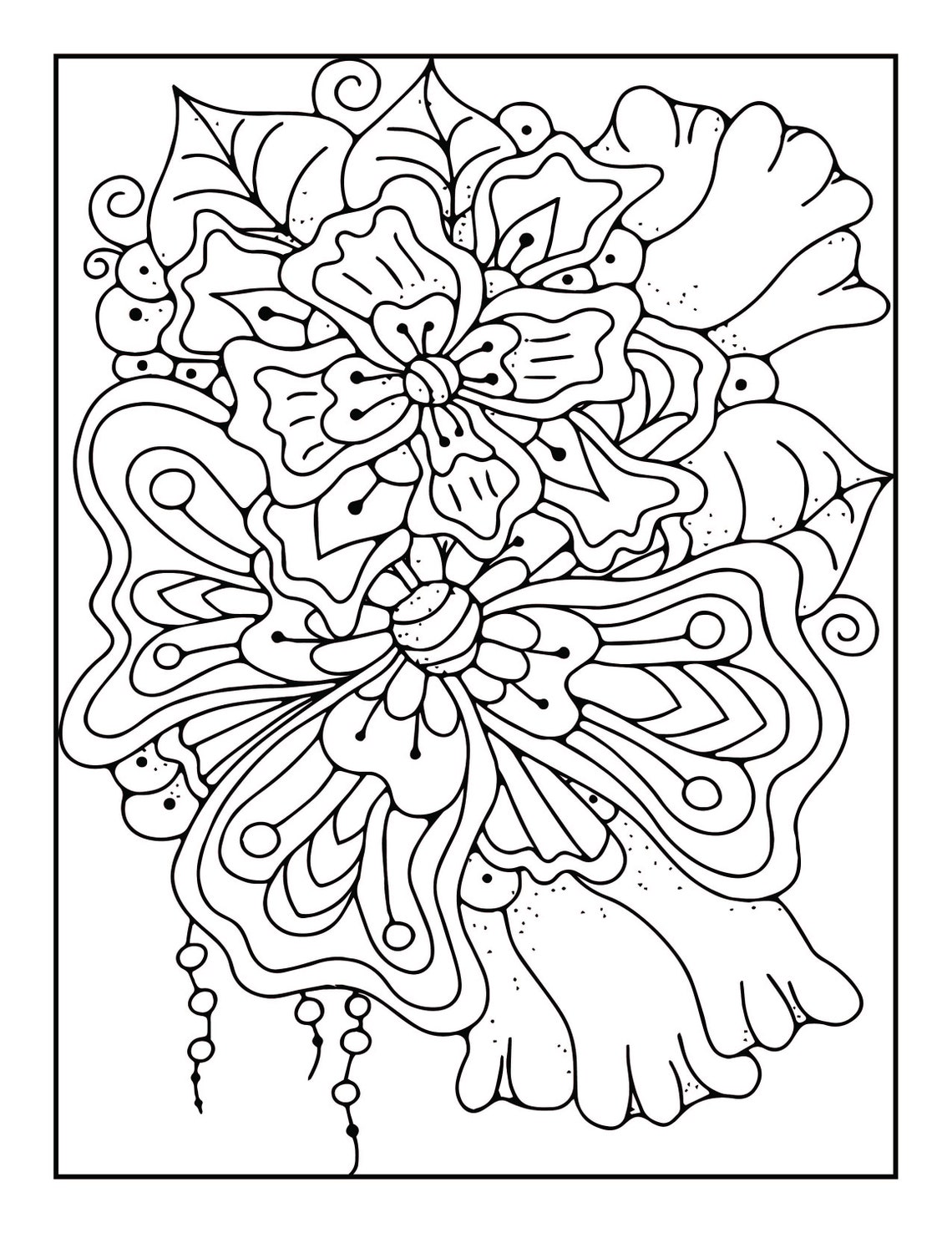 Printable Floral Coloring Pages Etsy