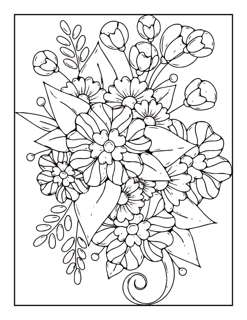 Printable Floral Coloring Pages - Etsy