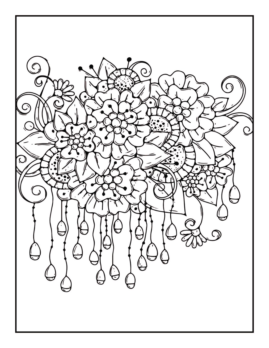 Printable Floral Coloring Pages - Etsy