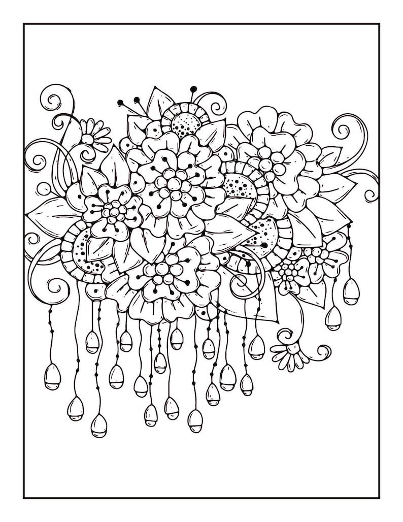 Printable Floral Coloring Pages - Etsy