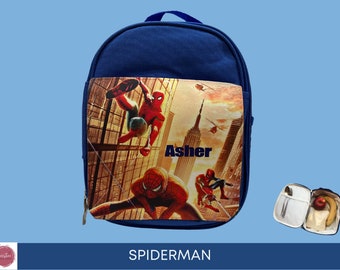 personalised lunch bag, spiderman lunch bag, lunch bag, kids lunch bag, school lunch bag, lunch bag for boys, personalised spiderman