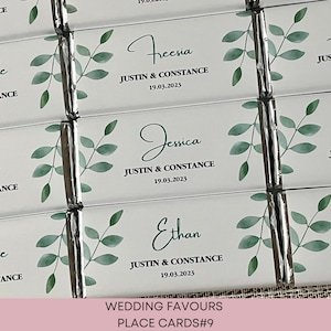 wedding chocolate bars, wedding favours, wedding bonbonniere, wedding place cards, place cards, bridal favours, hens favours, party favours