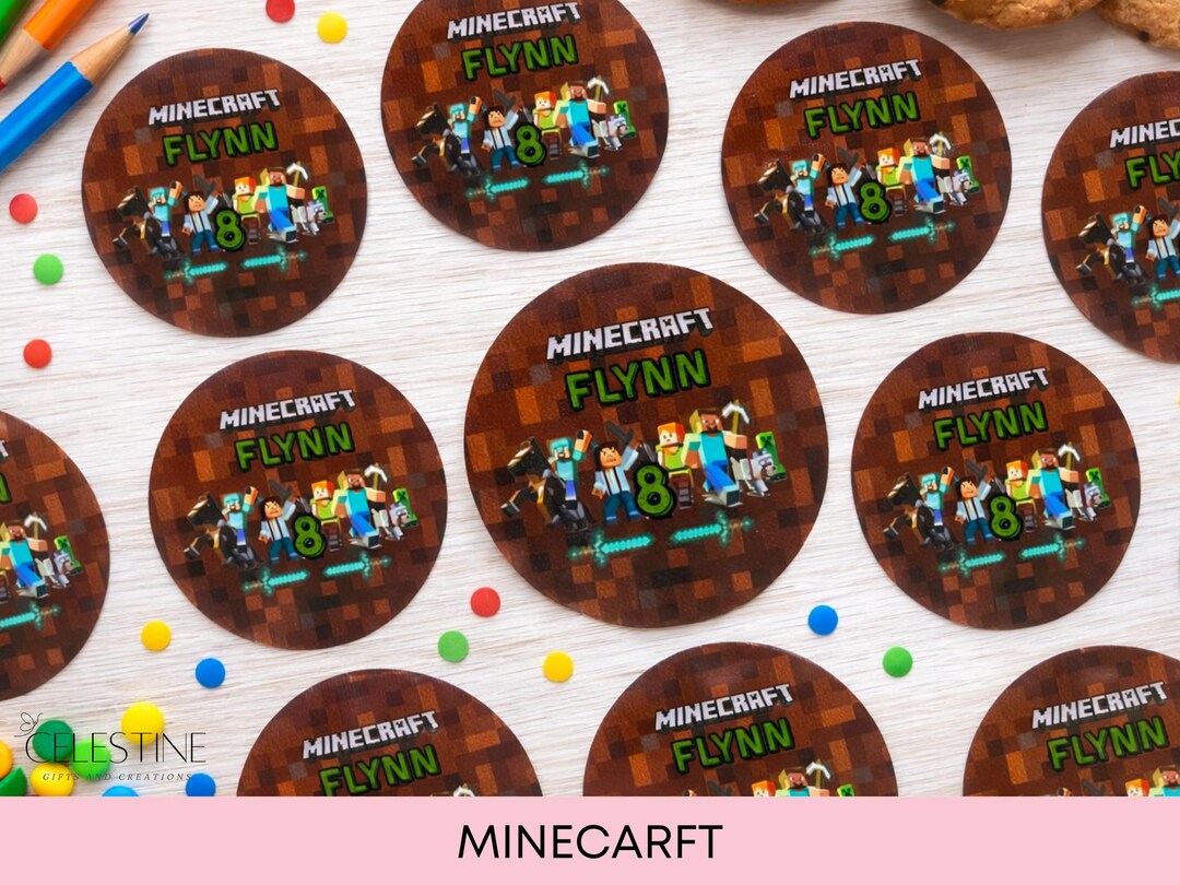 PRINTED Sticker Labels, Thank You Stickers, Minecraft Birthday ...