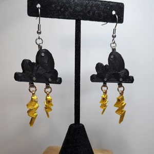 Storm Cloud Earrings - Lightning Bolt Jewelry - Thunder and Lightning bolt