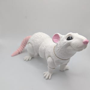 Articulated White Rat Fidget Toy - Pink and White Mouse Design