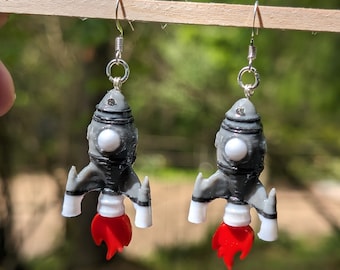 Rocket Ship Earrings - Houston Take Off into Space