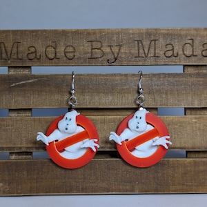 90s Inspired GHOST Busters Earrings - Halloween Ghosts Spooky Vintage Logo