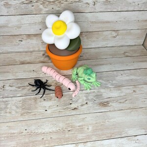 Flower Pot  Bugs Playset - Desk Toy Christmas Decor Office Gift - 2 Sizes - Bugs Included