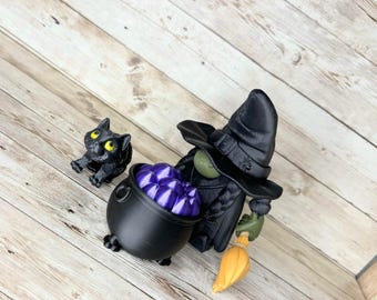 Juego de bruja y caldero: juguete espeluznante de Halloween para escritorio o regalo: diversión de octubre