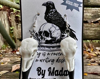 RAVEN Skull Earrings - Gothic Self-Awareness Jewelry for Halloween and Beyond