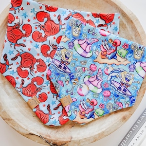 Summer Sponge Dog Bandana | Lobster Dog Bandana | Bright Dog Bandana | Summer Dog Bandana | Reversible Dog Bandana | Snap Bandana