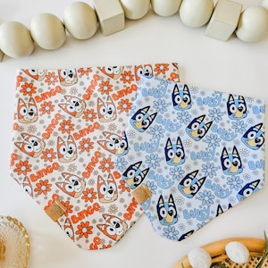 Blue Dog Bandana | Bingo Dog Bandana | Kids Dog Bandana | Character Dog Bandana | Reversible Dog Bandana | Snap Dog Bandana