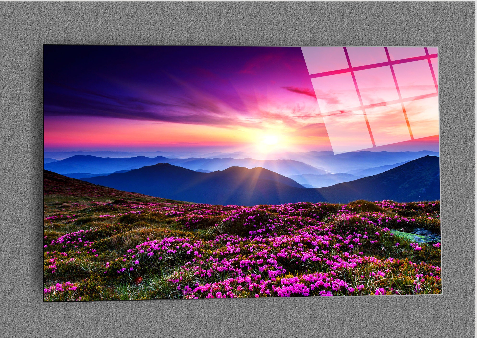 Tempered Glass Wall Art Mountains Landscape Glass Painting Etsy