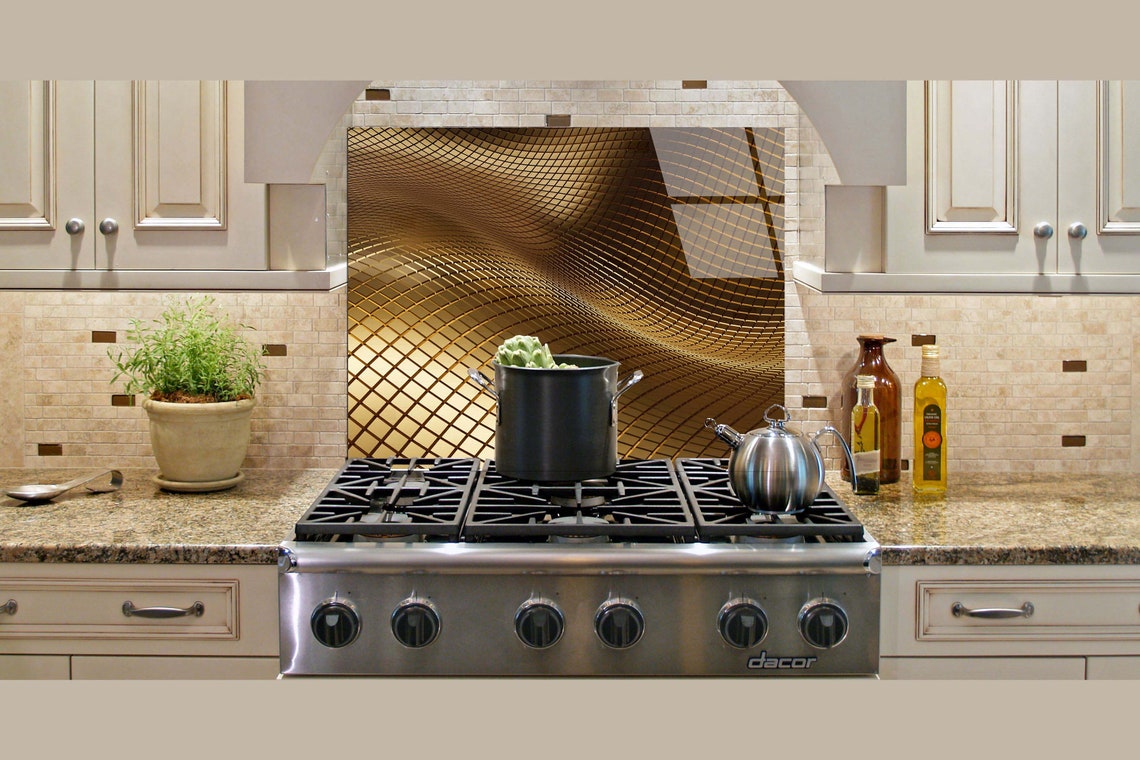 Tempered Glass Backsplash Abstarck Blue kitchen Backsplash Etsy