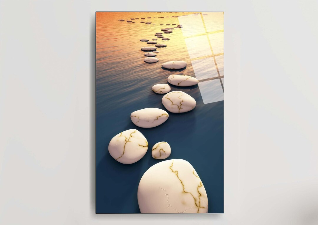 Tempered Glass Wall Art Decor Nature Hanging Sea and Rocks - Etsy
