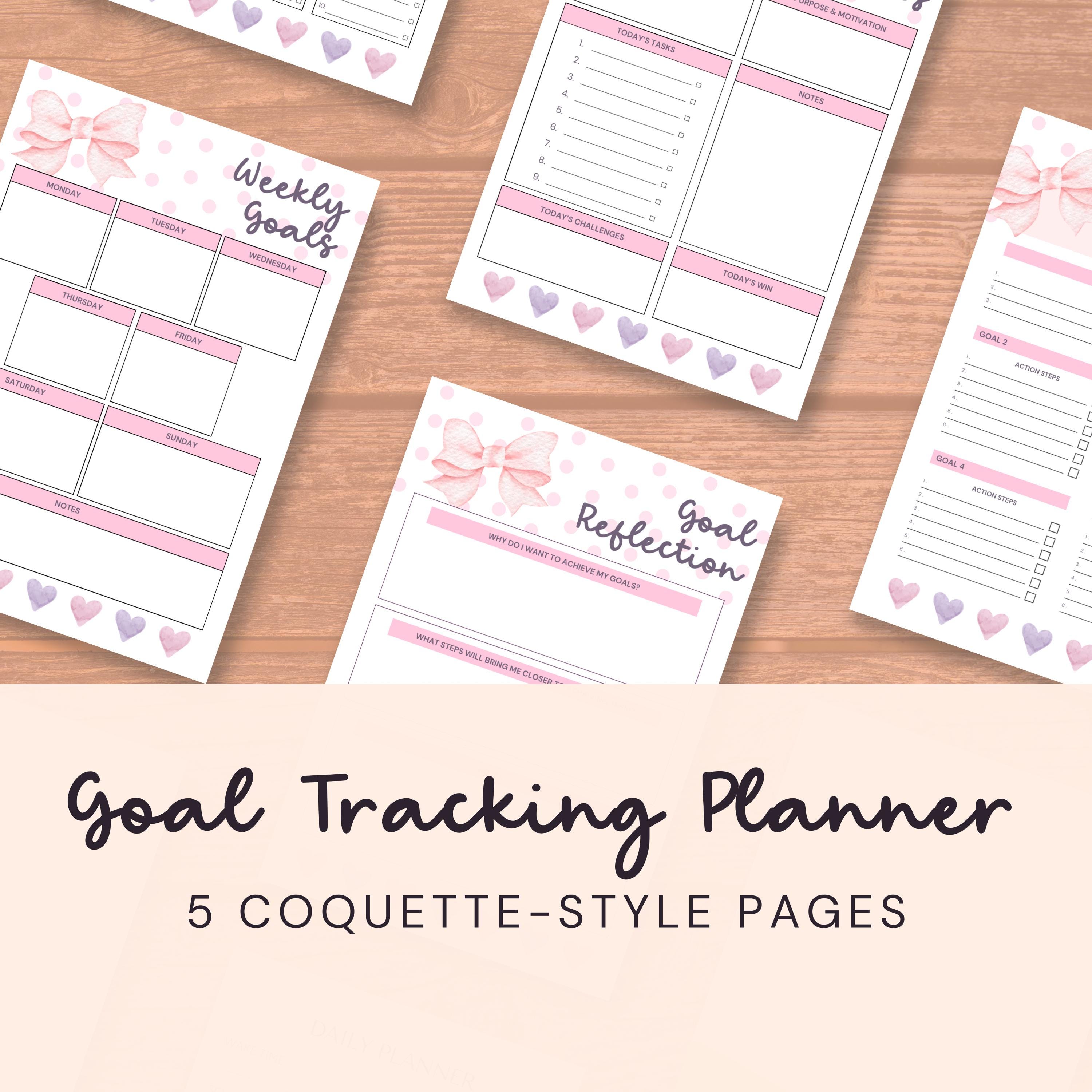 Coquette Goal Planner Printable Templates, Undated Daily Weekly Monthly ...