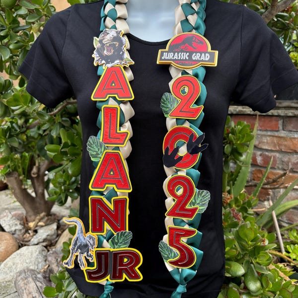 Boys Graduation Lei / Graduation Lei 2026 / Dinosaurs / Jurassic Park /