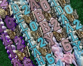 Coquette Graduation Lei/ Graduation Butterfly Lei/ Graduation Gift/ Graduation Lei 2026/ Rose Pink Graduation Lei/Girls Graduation Lei