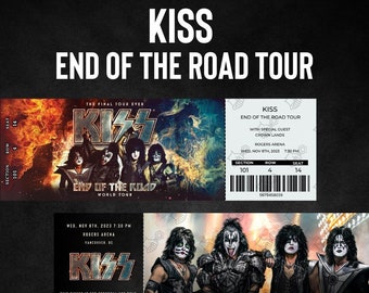 Billet souvenir du concert physique KISS | Souvenir de la fin du Road Tour | Double face