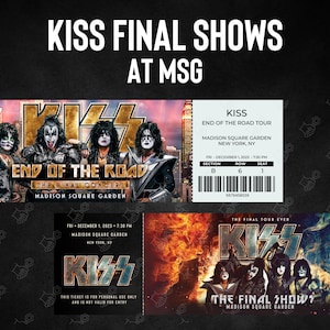 Physische KISS Konzert Madison Square Garden Souvenir Ticket | Ende des Road Tour Final Show Andenkens | Doppelseitig