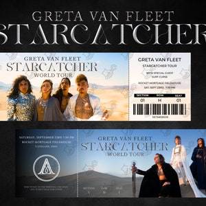 Physische Greta Van Fleet Konzertkarte| STARCATCHER World Tour Andenken | Doppelseitig