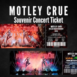 Physisches Motley Crüe Ticket Souvenir | Tour-Andenken | Doppelseitig